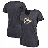 Women's Nashville Predators Distressed Team Primary Logo Tri Blend T-Shirt Navy FengYun,baseball caps,new era cap wholesale,wholesale hats